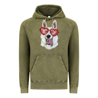 White Shepherd With Love Glasses Vintage Hoodie | Teevron