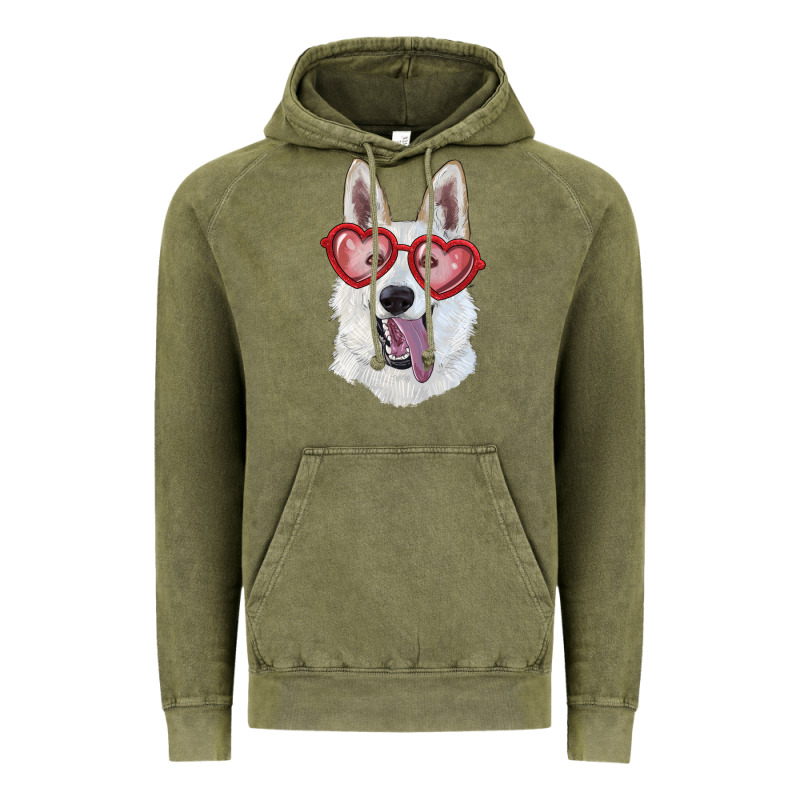 White Shepherd With Love Glasses Vintage Hoodie by RanaPortraitStore | Teevron