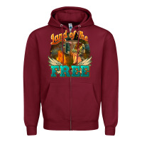Burgundy land of the free Zipper Hoodie - NancyCooperArtShop
