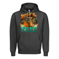 Charcoal Heather land of the free Zipper Hoodie - NancyCooperArtShop