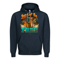 Navy land of the free Zipper Hoodie - NancyCooperArtShop