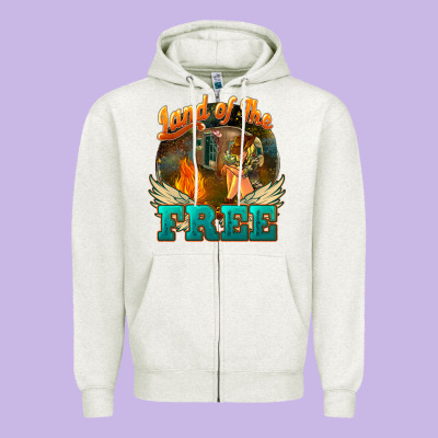 Land Of The Free Zipper Hoodie Designed By Nancycooperartshop
