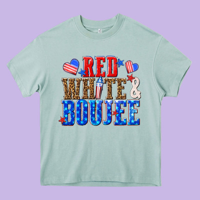 Red White And Boujee Billie Wilder Heavy Core Tee Designed By Texasbilliewilder