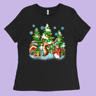 Christmas Rabbits Ladies Tee Designed By Zillion Design Studio