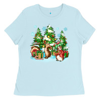 Baby Blue christmas rabbits Ladies Tee - Zillion Design Studio
