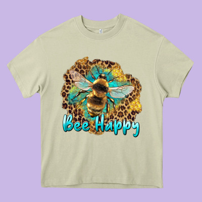Bee Happy Heavy Core Tee Designed By Artiststas