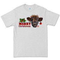 Dove Grey merry christmas highland calf with candy cane Premium Tee - RanaPortraitStore