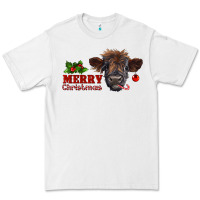 White merry christmas highland calf with candy cane Premium Tee - RanaPortraitStore