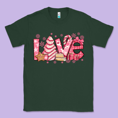 Love Pink Christmas Tree Cake Classic Tee Designed By Jasminsmagicworld