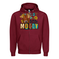 Burgundy just a little moody with cow Zipper Hoodie - NancyCooperArtShop