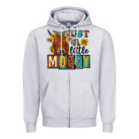 Heather Grey just a little moody with cow Zipper Hoodie - NancyCooperArtShop