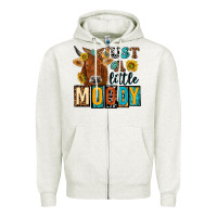 Oatmeal Heather just a little moody with cow Zipper Hoodie - NancyCooperArtShop