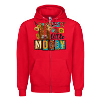 Red just a little moody with cow Zipper Hoodie - NancyCooperArtShop
