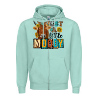 Seafoam just a little moody with cow Zipper Hoodie - NancyCooperArtShop