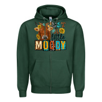 Sports Green just a little moody with cow Zipper Hoodie - NancyCooperArtShop