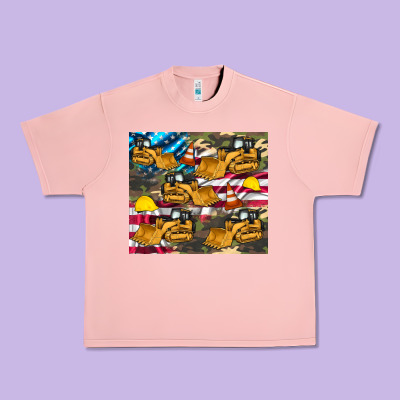 Bulldozer Camouflage American Flag Urban Heavy Tee Designed By Artiststas