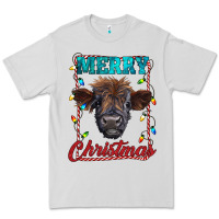 Dove Grey merry christmas highland calf baby cow Premium Tee - RanaPortraitStore