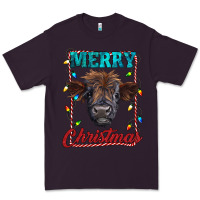 Plum merry christmas highland calf baby cow Premium Tee - RanaPortraitStore