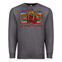Charcoal Heather with god all things are possible lady of guadalupe Premium Sweatshirt - Jasminsmagicworld