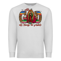 Dove Grey with god all things are possible lady of guadalupe Premium Sweatshirt - Jasminsmagicworld