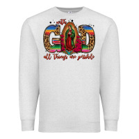 Oatmeal Heather with god all things are possible lady of guadalupe Premium Sweatshirt - Jasminsmagicworld