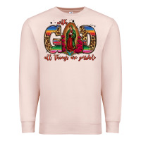 Pale Pink with god all things are possible lady of guadalupe Premium Sweatshirt - Jasminsmagicworld