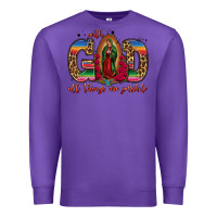 Purple with god all things are possible lady of guadalupe Premium Sweatshirt - Jasminsmagicworld