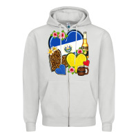 Dove Grey el salvador hearts Zipper Hoodie - NancyCooperArtShop