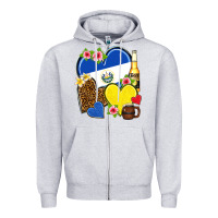 Heather Grey el salvador hearts Zipper Hoodie - NancyCooperArtShop