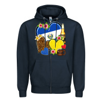 Navy el salvador hearts Zipper Hoodie - NancyCooperArtShop