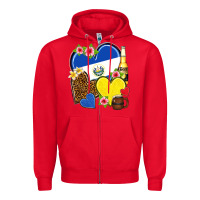 Red el salvador hearts Zipper Hoodie - NancyCooperArtShop