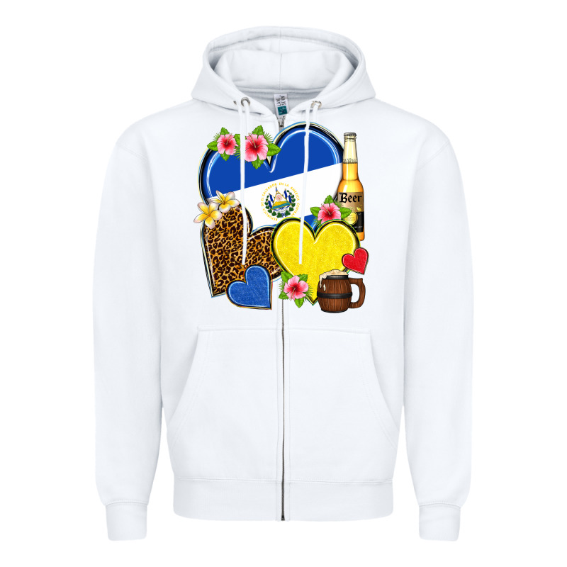 El Salvador Hearts Zipper Hoodie by NancyCooperArtShop | Teevron