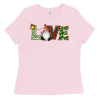 Bubblegum Pink Christmas Love Gnome Ladies Tee - RanaPortraitStore