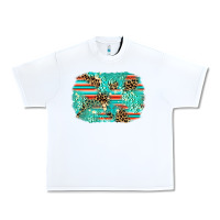 White leopard turquoise glitter background Urban Heavy Tee - AdoDesignShop