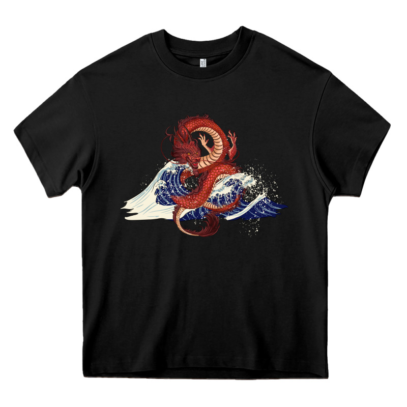 Asian Dragon And Ocean Waves Heavy Core Tee by RanaPortraitStore | Teevron