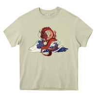 Mossy asian dragon and ocean waves Heavy Core Tee - RanaPortraitStore