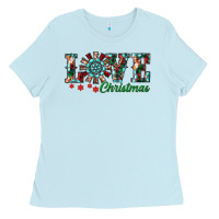 Baby Blue Christmas Love Windmill Ladies Tee - RanaPortraitStore