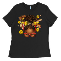 Black softball afro messy bun Ladies Tee - texasbilliewilder