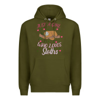 Army Green Just A Girl Who Lowes Sloths Premium Hoodie - Bettercallsaul