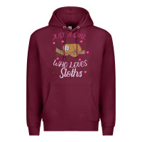 Burgundy Just A Girl Who Lowes Sloths Premium Hoodie - Bettercallsaul