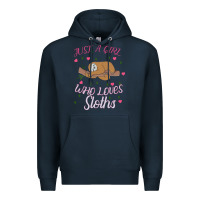 Navy Just A Girl Who Lowes Sloths Premium Hoodie - Bettercallsaul