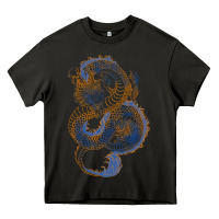 Asphalt blue and orange dragon Heavy Core Tee - RanaPortraitStore