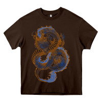 Chocolate Brown blue and orange dragon Heavy Core Tee - RanaPortraitStore