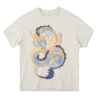 Cream blue and orange dragon Heavy Core Tee - RanaPortraitStore