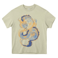 Mossy blue and orange dragon Heavy Core Tee - RanaPortraitStore