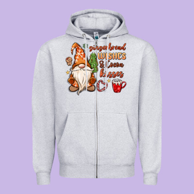 Gingerbread Wishes Cocoa Kisses Zipper Hoodie Designed By Maliassmallbusiness