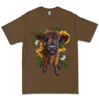 Cacao highland cow with sunflower Premium Tee - RanaPortraitStore