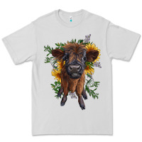 Dove Grey highland cow with sunflower Premium Tee - RanaPortraitStore