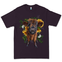 Plum highland cow with sunflower Premium Tee - RanaPortraitStore