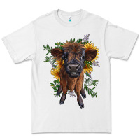 White highland cow with sunflower Premium Tee - RanaPortraitStore